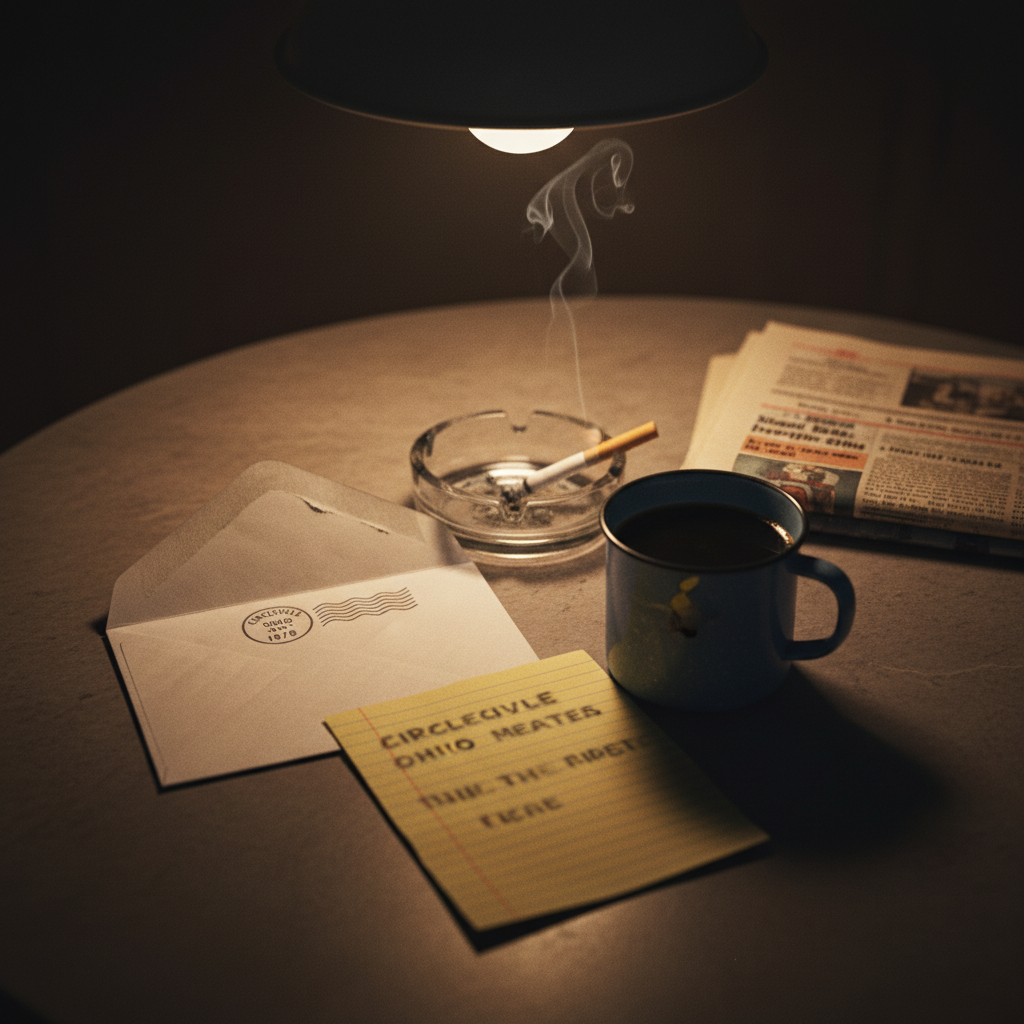 An anonymous threatening letter on a 1970s small-town kitchen table